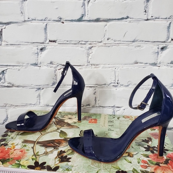 Schutz Blue Patent Heeled Sandals - Picture 2 of 8